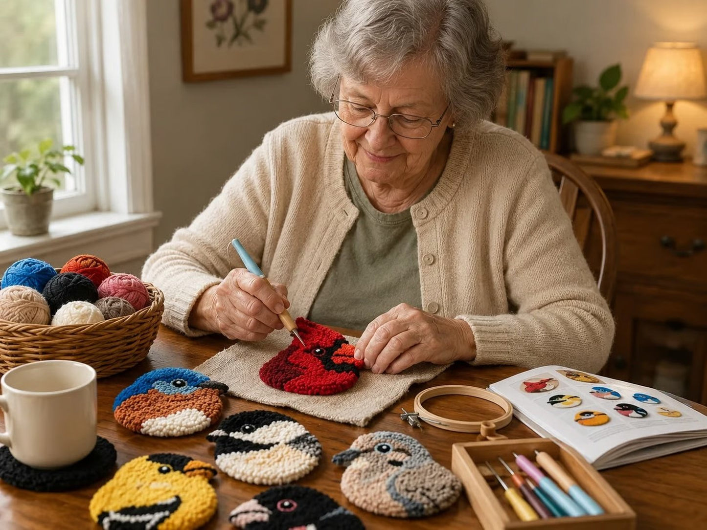 🔥LAST DAY 49% OFF - 🧵Beginner-Friendly🐦DIY Bird Coasters Punch Needle Kit