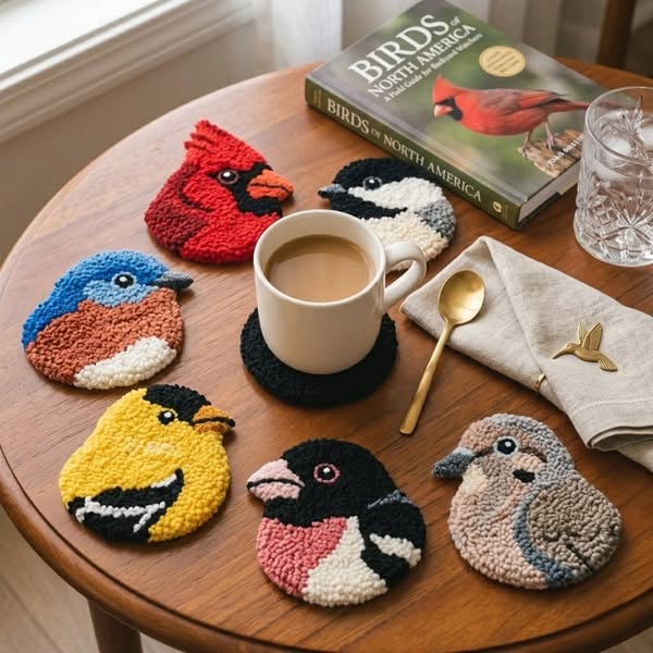 🔥LAST DAY 49% OFF - 🧵Beginner-Friendly🐦DIY Bird Coasters Punch Needle Kit